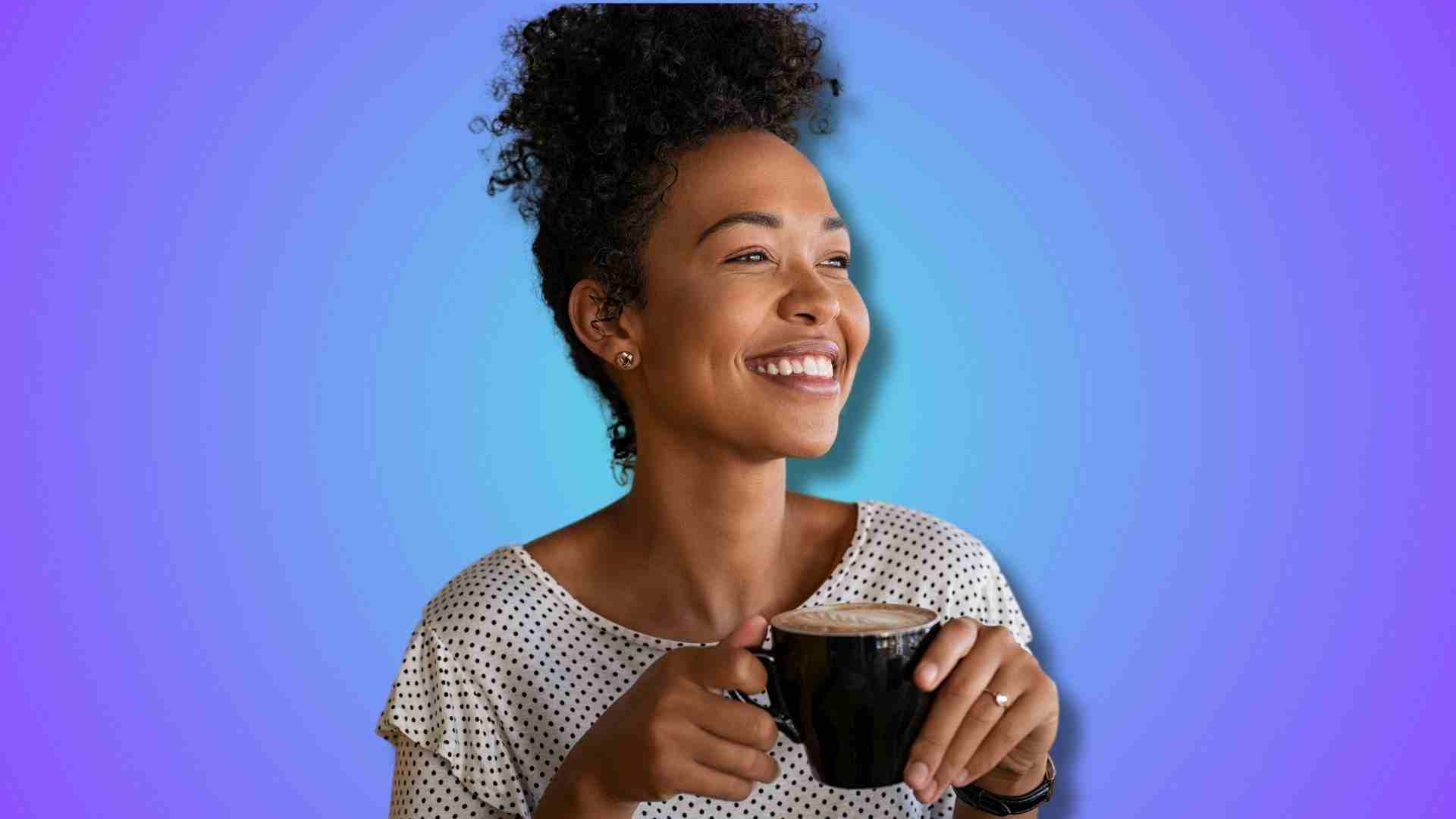 A woman drinking coffee