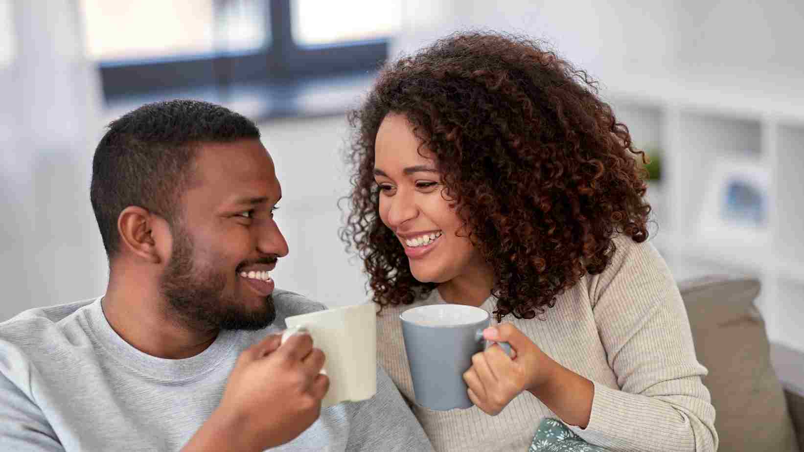 A man and a lady having coffee