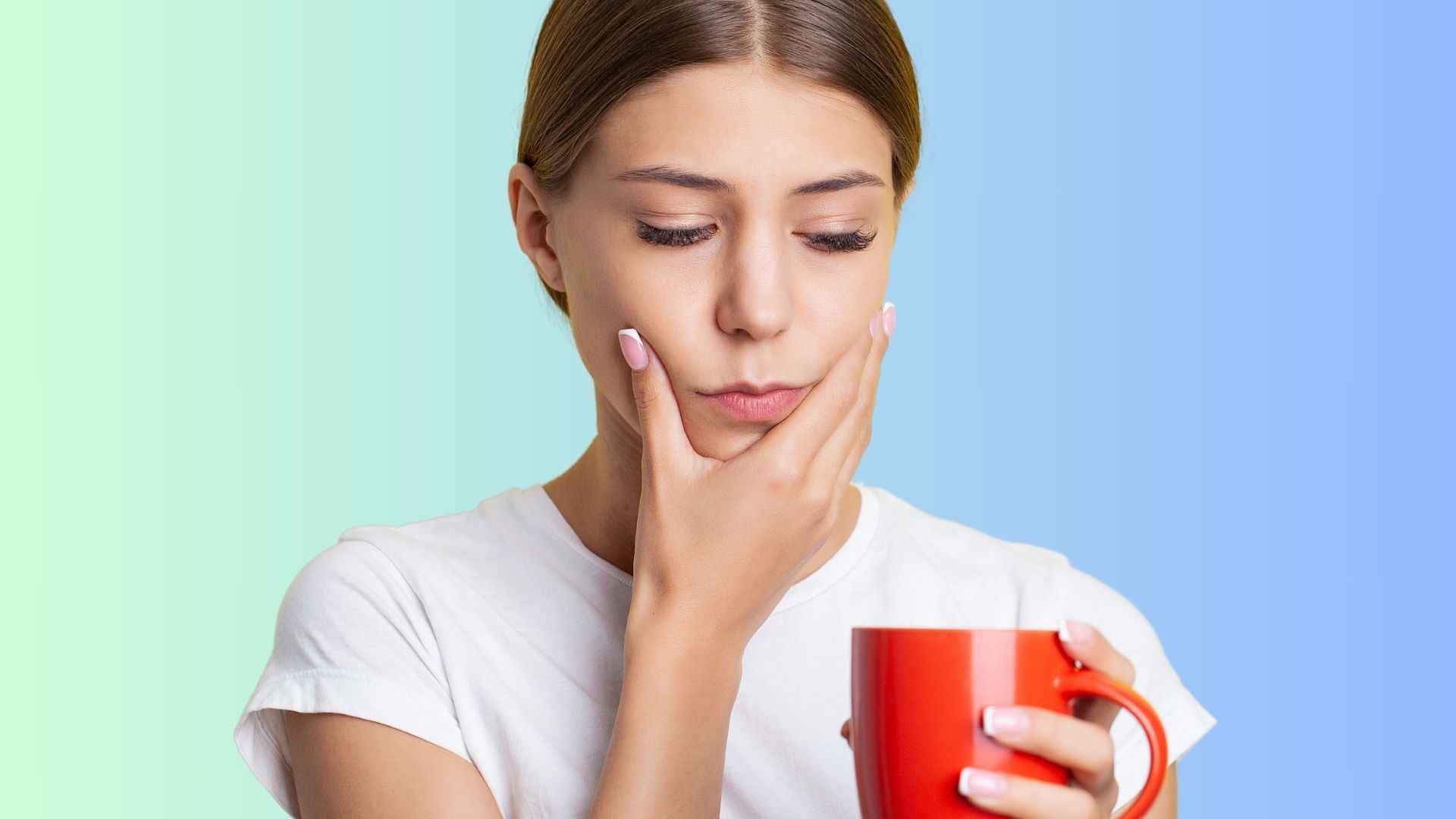 A woman having coffee