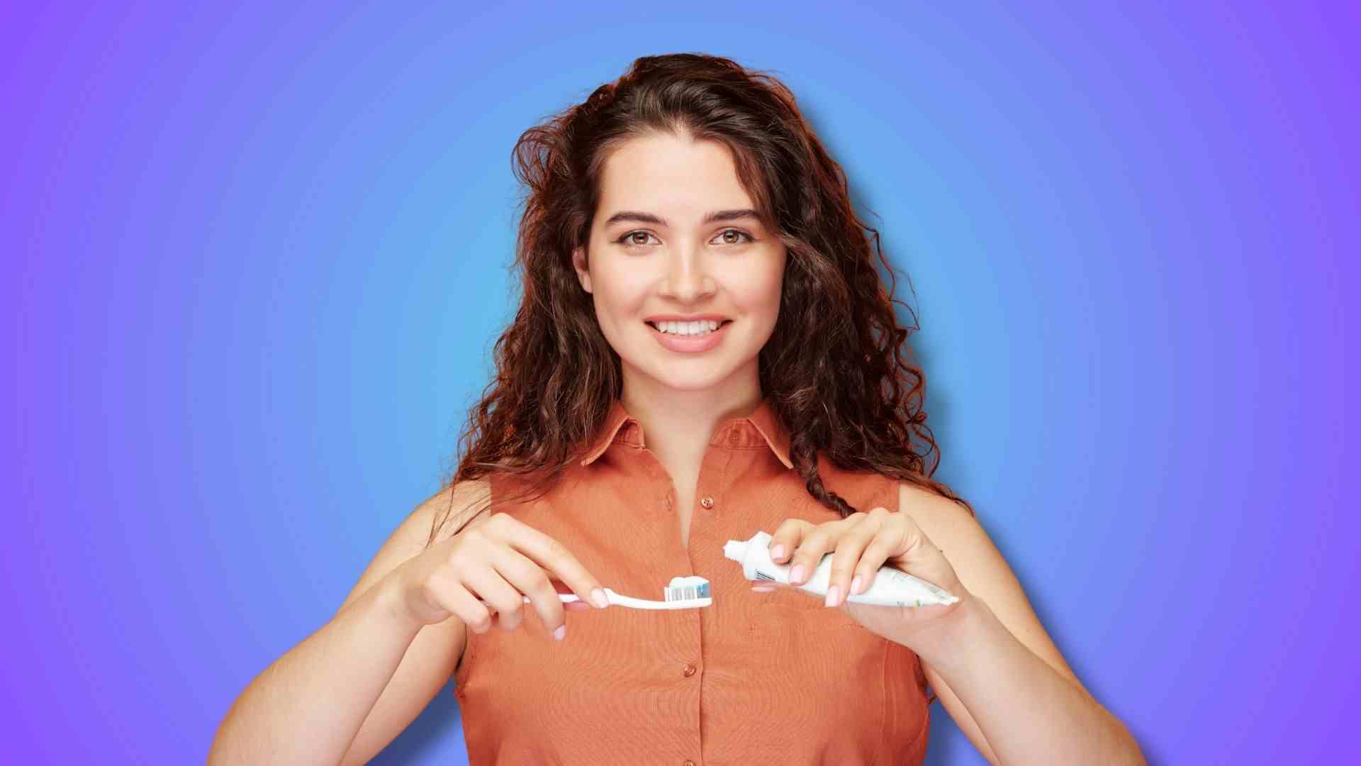 A woman brushing her teeth