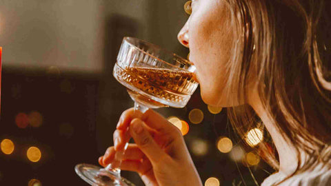A woman having wine