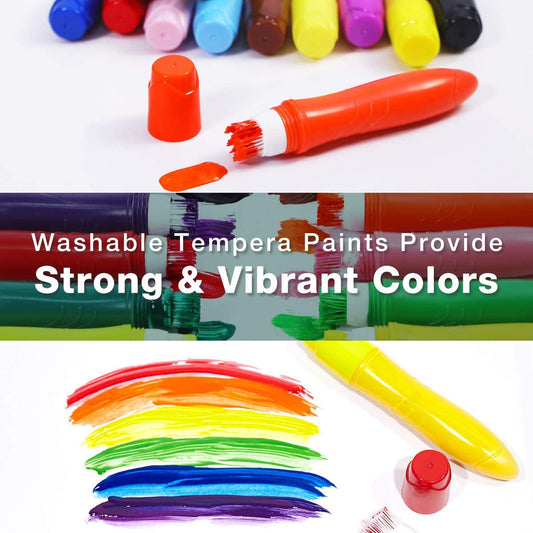 Playkidiz Washable Tempera Paint Sticks, 30 Pack Bulk Set, Classic, Neon &  Metallic Colors, Twistable Crayon Paint Sticks, Mess Free & Quick Drying