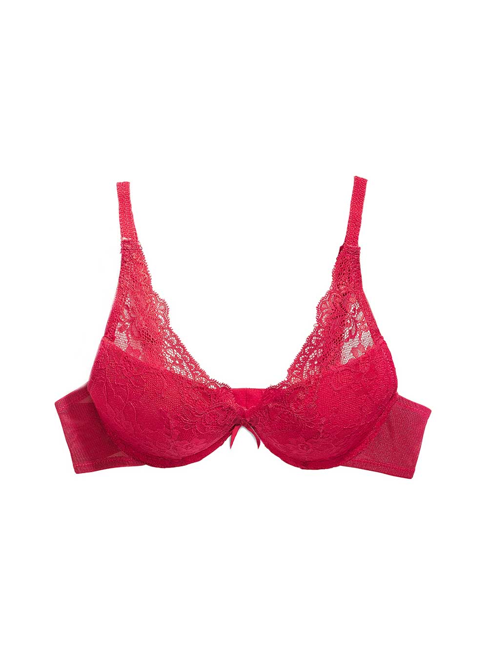 PASSIONATA Red Lace Bar Neck Push Up Bra Size UK 36C - EUR 80C