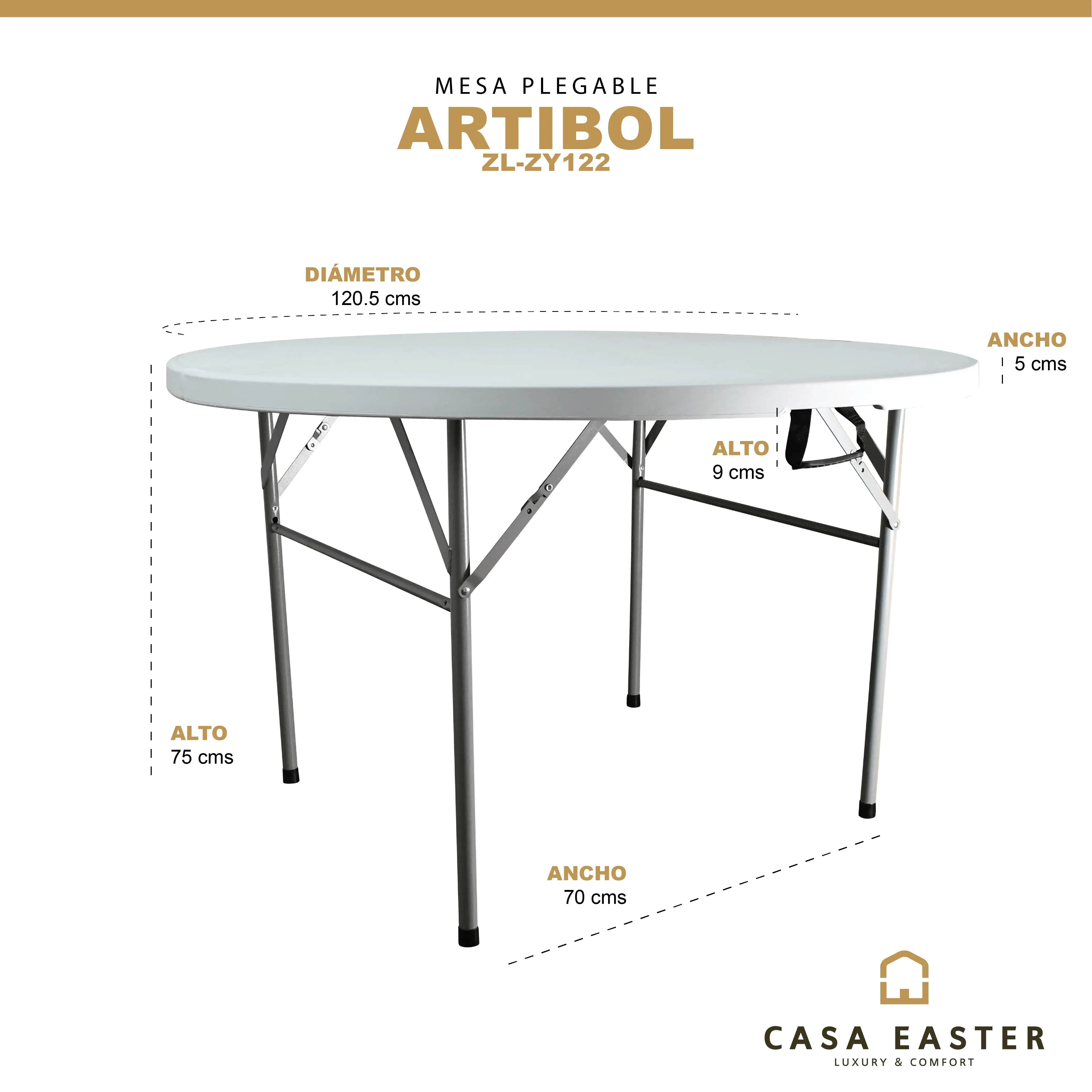 Mesa Plegable Redonda de Plástico Para Exterior e Interior ARTIBOL - –  CasaEaster