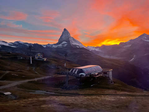 Colorful sunset over the Matterhorn in Zermatt, Switzerland