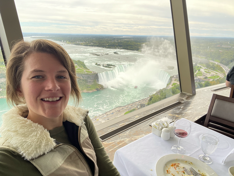 Dining at the Rotating Restaurant at Skylon Tower in Niagara Falls, Canada
