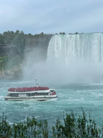 Watching the Niagara City Cruise boat drive into Niagara Falls, Canada