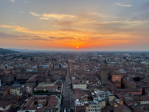 The view of Bologna from the top of Asinelli Tower