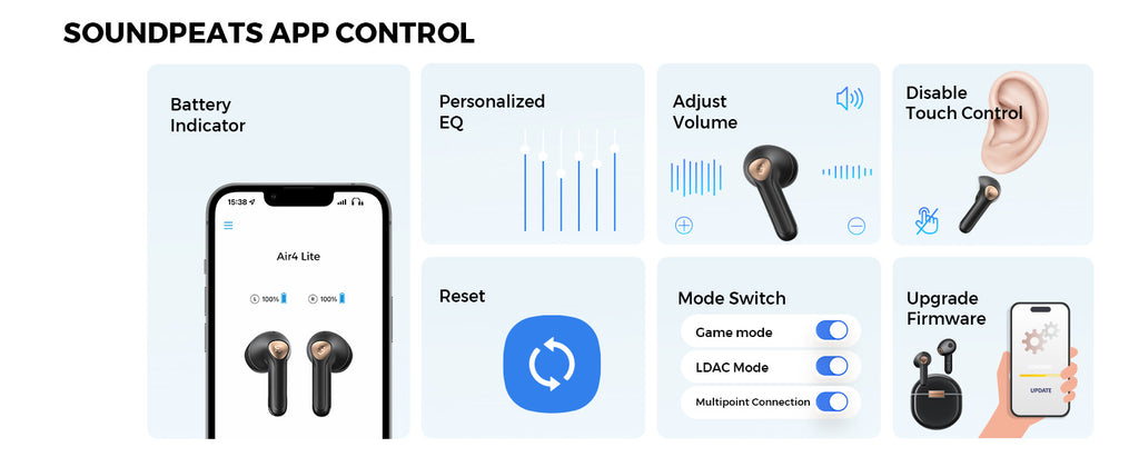 SoundPEATS AIR 4 LITE TWS WITH MULTIPOINT CONNECTION - BLACK