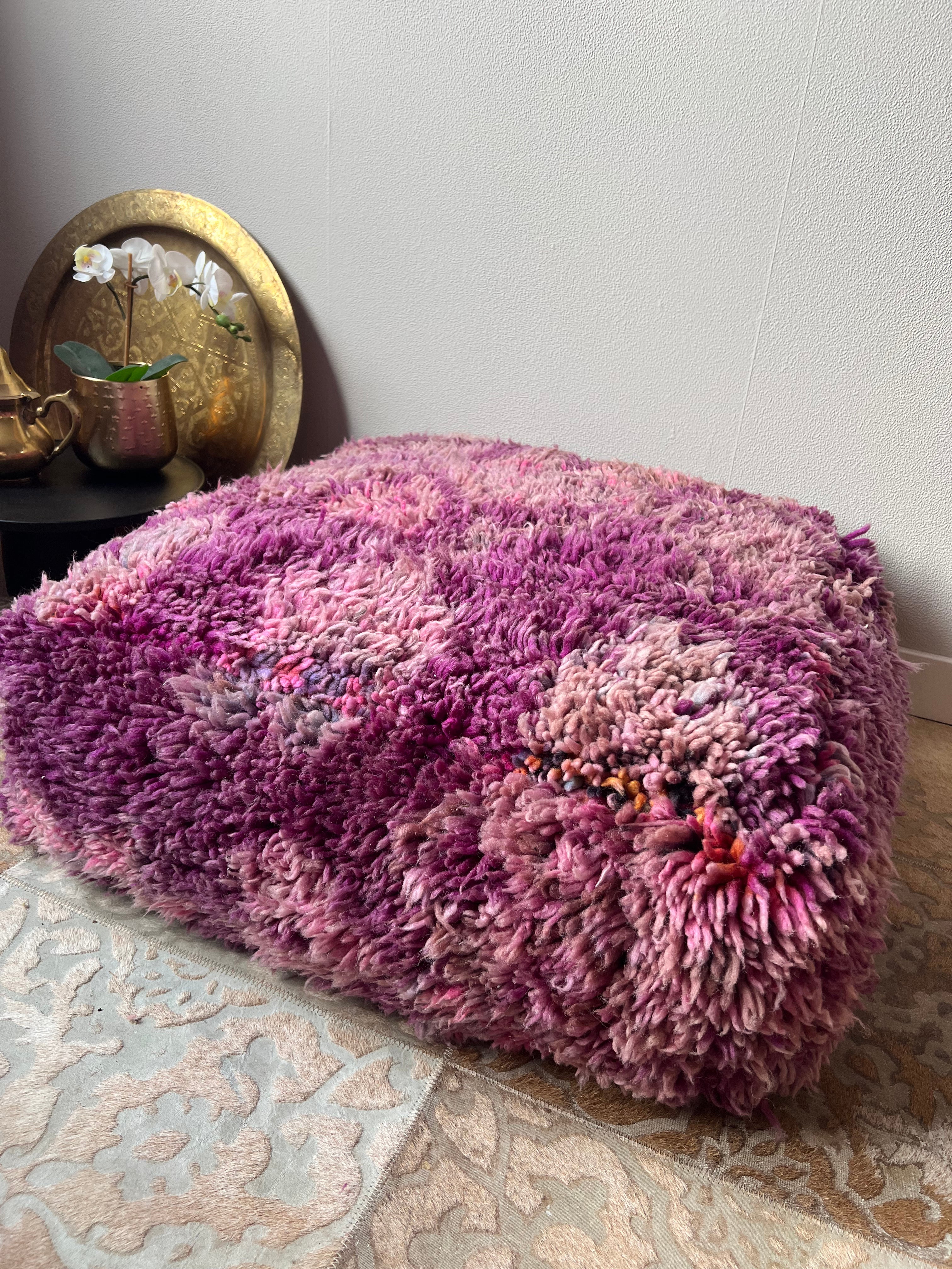 boog test Grootte Vintage berber boujaad poef - Fluffy purple – MaisonBE