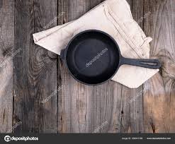 Cast iron pan on a table cloth