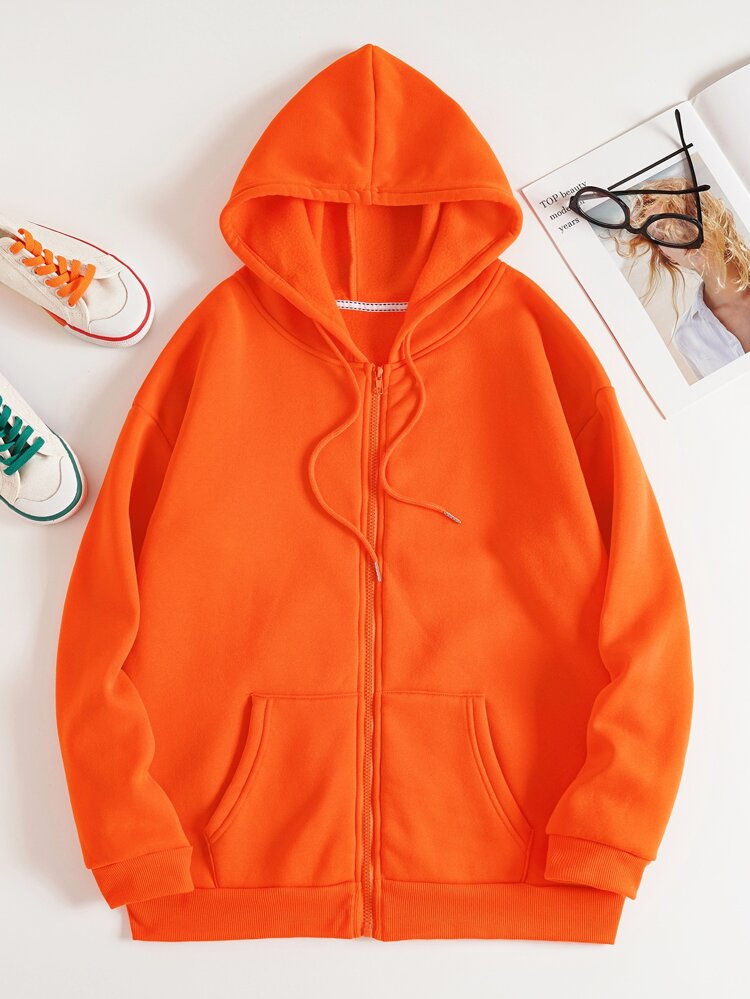 light orange zip up hoodie