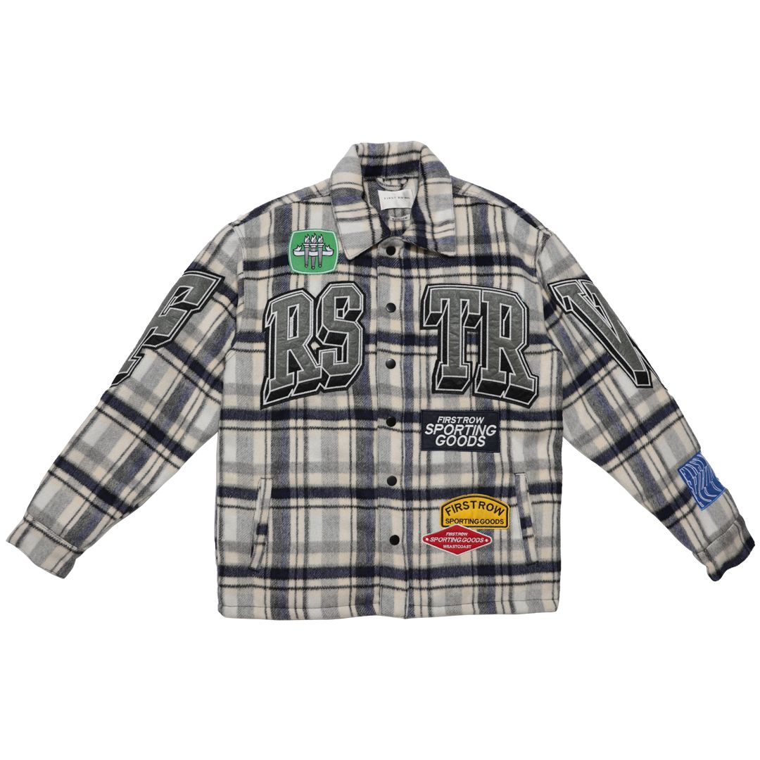 First Row Sporting Logo Multi Patches Shacket "Grey Jacket"