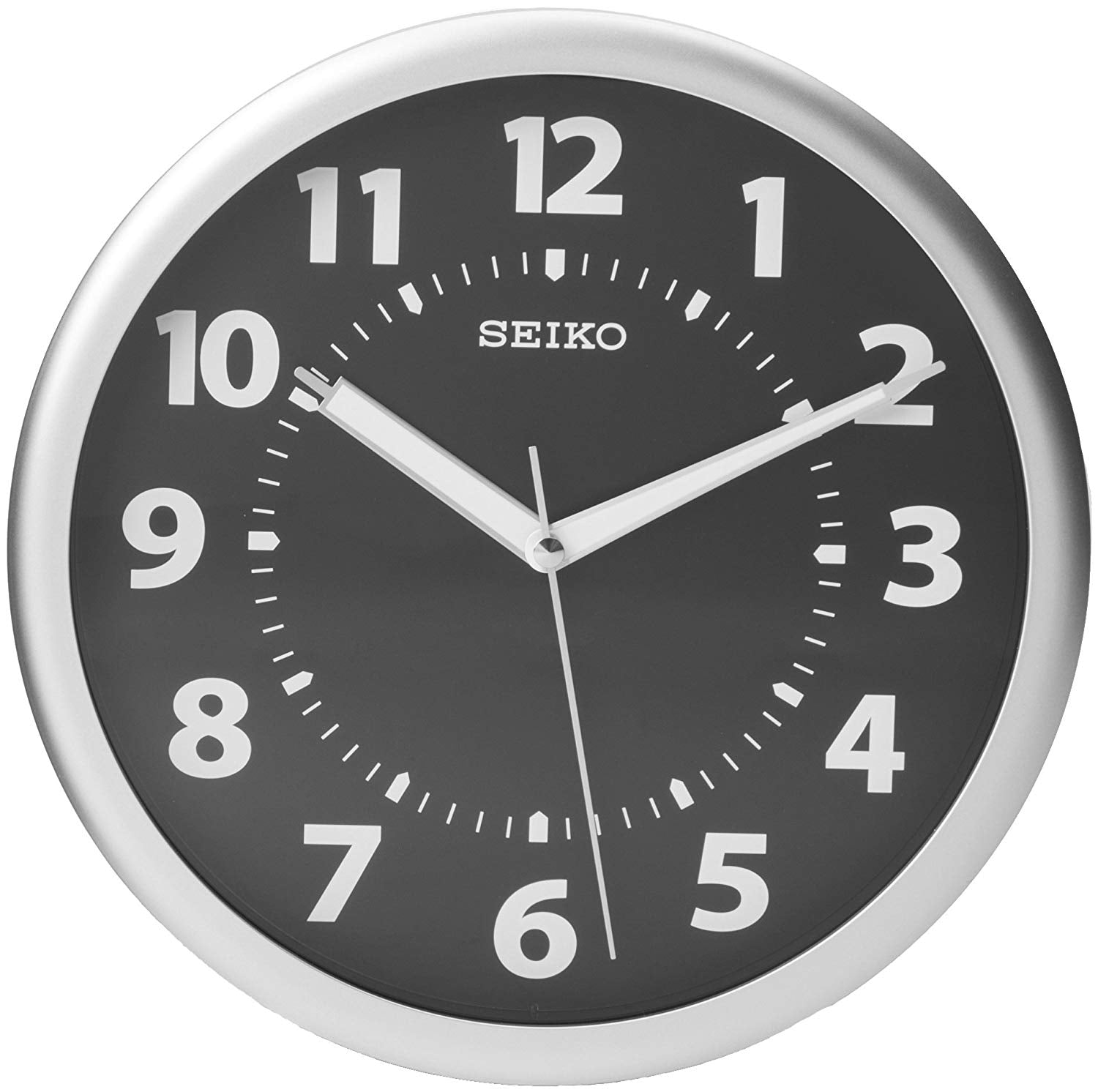 Seiko Wall Clock Silver-Tone Metallic Case Luminous Numerals QXA435SLH -  The Luxury Home Store