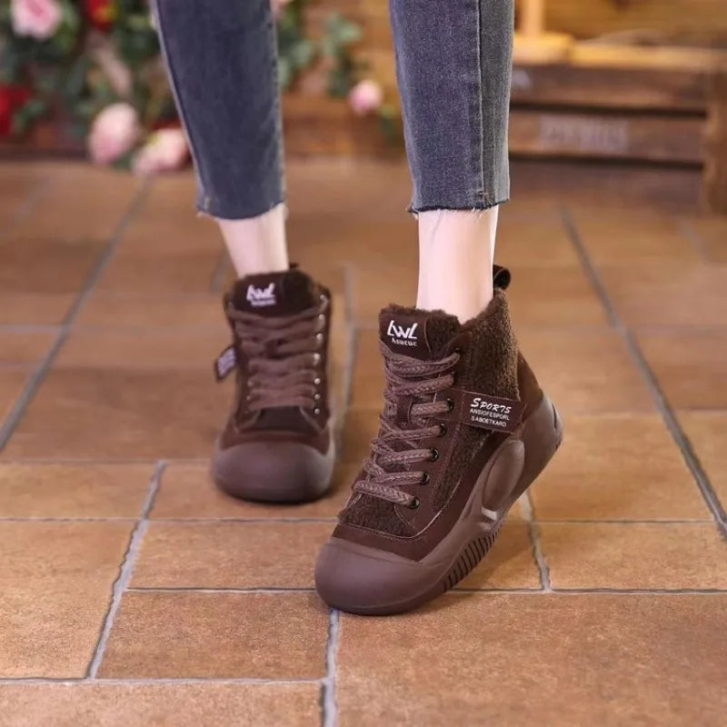 New Cotton Shoes Winter Flat Bottom Soft Bottom Soft Top Shoes 2023 Women's Snow Boots Women's