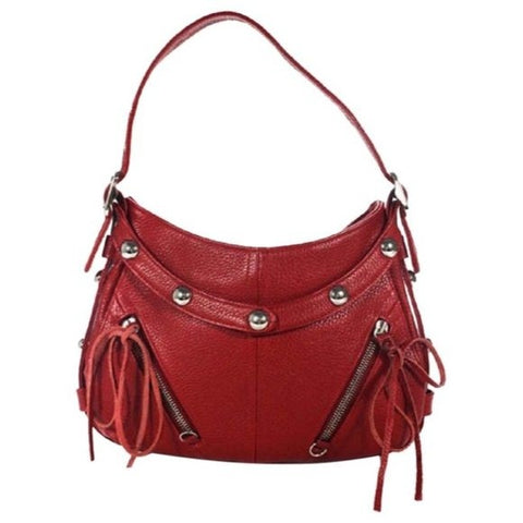 Botiker Trigger Red Purse Hobo Style with chrome accents