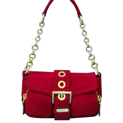 Red Prada Bag with large gold buckle