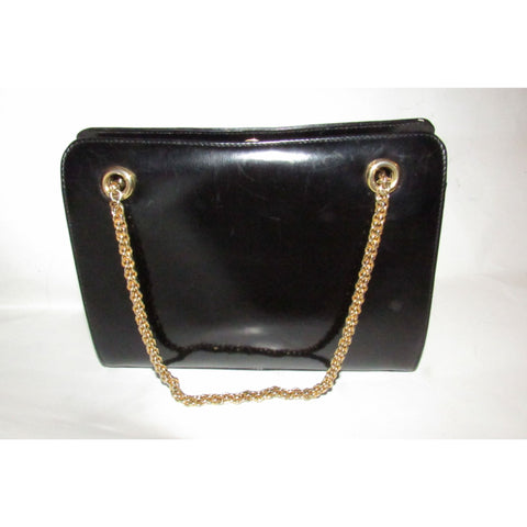 Authenticated Gucci Bag Black With gold chain strap