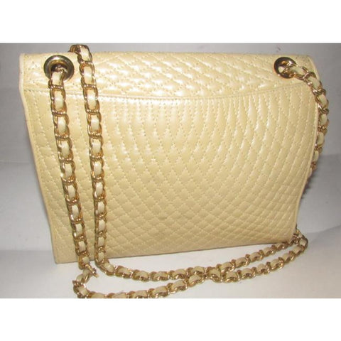 Authentic Vintage Bally Purse Quilted Yellow Leather with Gold Chain strap