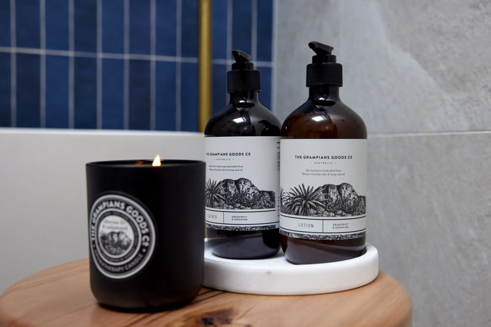 The Block Bathroom Kirsty & Jesse lotion and lather grampians goods co