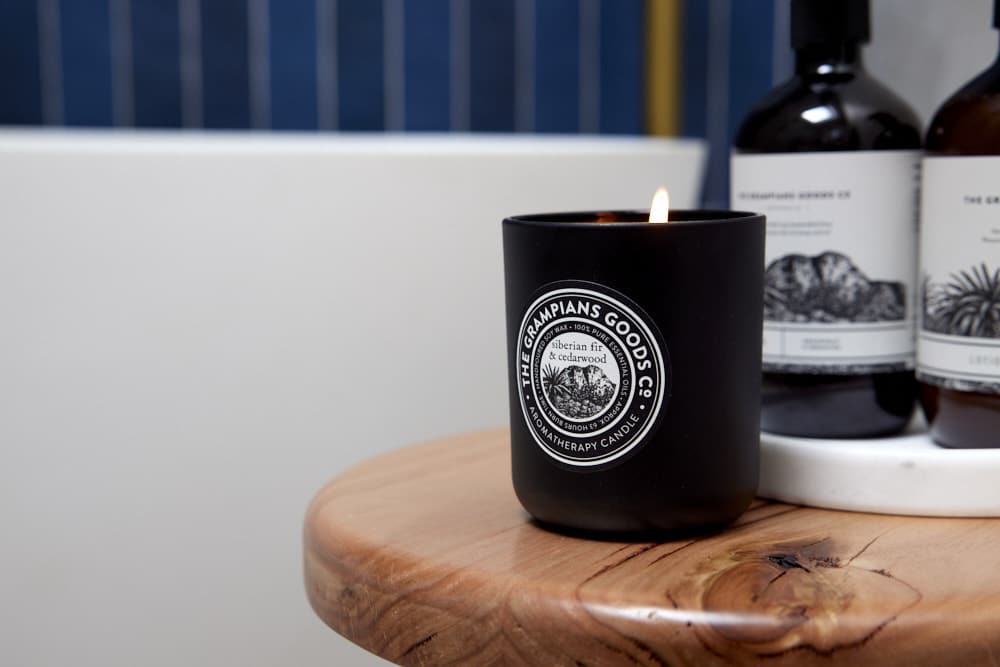 The Block Bathroom Kirsty & Jesse aromatherapy candle grampians goods co