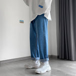 Korean Style Straight Jeans Men&#39;s Fashion Casual Retro Blue Jeans Men Streetwear Loose Autumn Hip-hop Denim Trousers Mens M-3XL