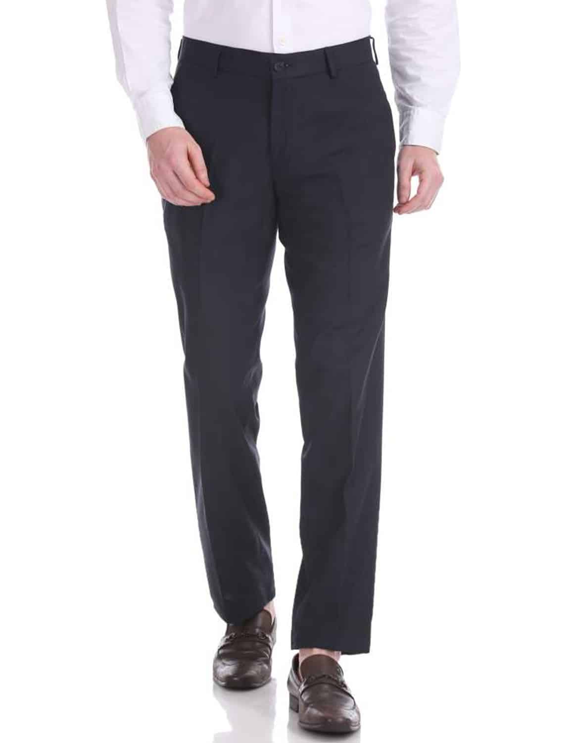 Buy Forever 21 Navy Blue Solid Casual Trouser online