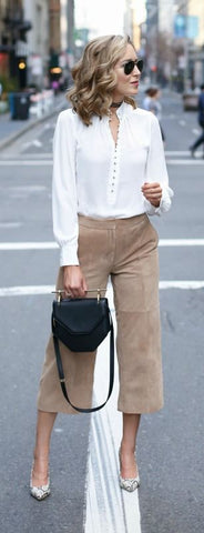 suede culotte pants