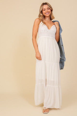 White Strapless Maxi Dress, White Cocktail Dress