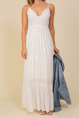 White Strapless Maxi Dress, White Cocktail Dress