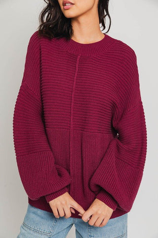 Free People Women's Easy Street Tunic Sweater, Pomegranate, Pink