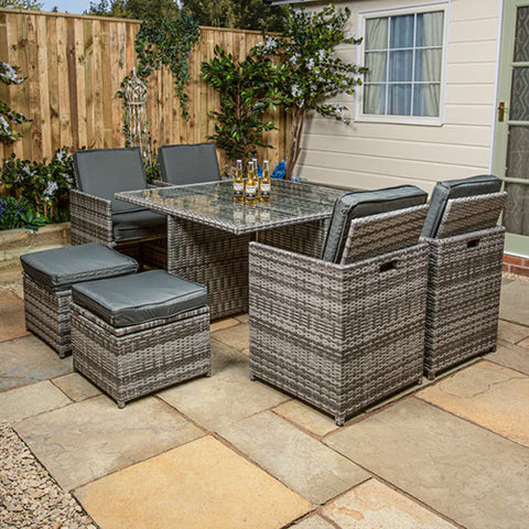 Bracken Outdoors Madrid Dark Grey 4-8 Seat Rattan Cube Garden Furniture Set with Ice Bucket