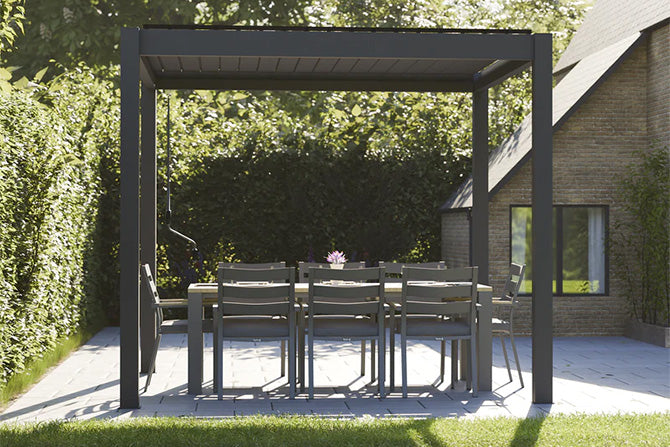 Bracken Outdoors Gemini 3m x 3m Anthracite Grey Square Garden Pergola