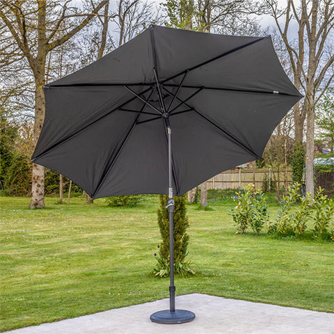 Bracken Outdoors Grey 3m Crank and Tilt Round Garden Parasol