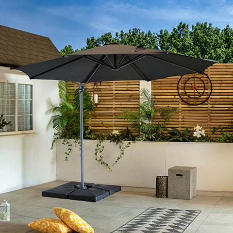 Bracken Outdoors Naples Grey 3m Round Cantilever Parasol