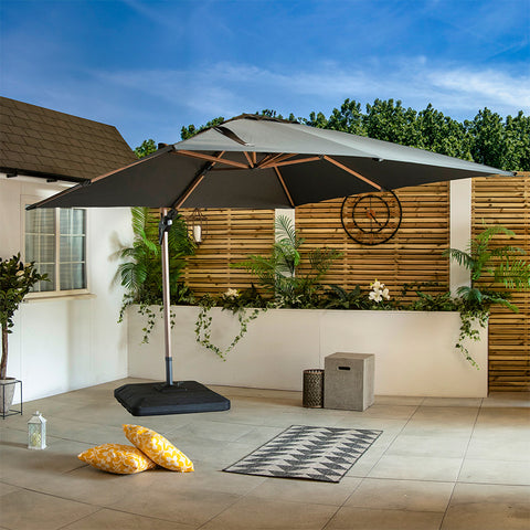 Square Wood Effect Cantilever Parasol