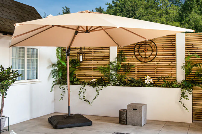 Bracken Outdoors Verona Sand 3m x 3m Square Wood Effect Cantilever Parasol