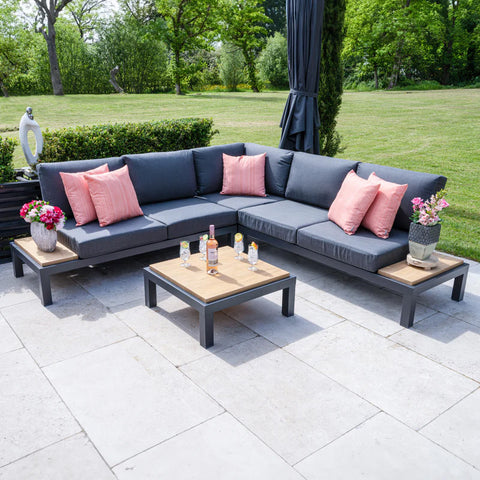 Bracken Outdoors Seattle Teak and Aluminium Corner Sofa Lounge Set