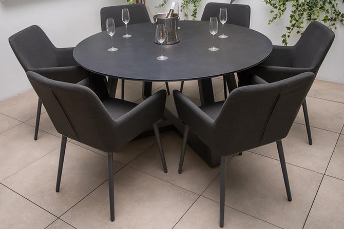 Bracken Outdoors Milano 6 Seat Round Fabric Chair Garden Furniture Dining Set