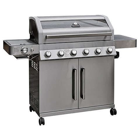 Grillstream Gourmet 6 Burner Hybrid Gas and Charcoal Barbecue - Stainless Steel