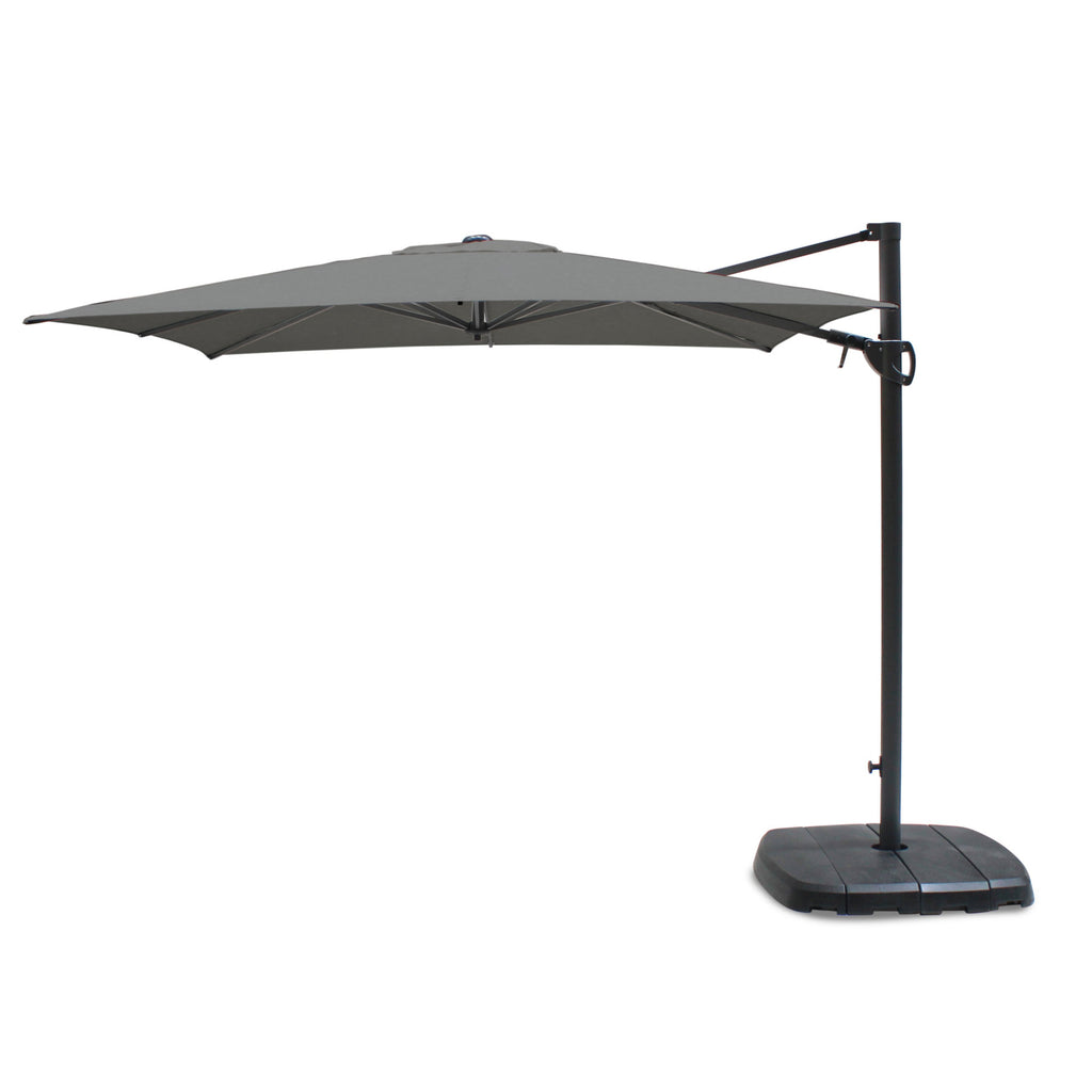 Kettler 2.5m Square Free Arm Cantilever Parasol with Base Slate Grey