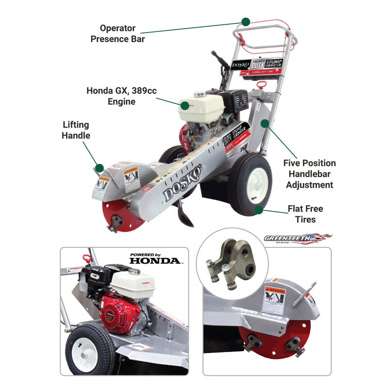 Dosko 13HP Walk Behind Stump Grinder Features