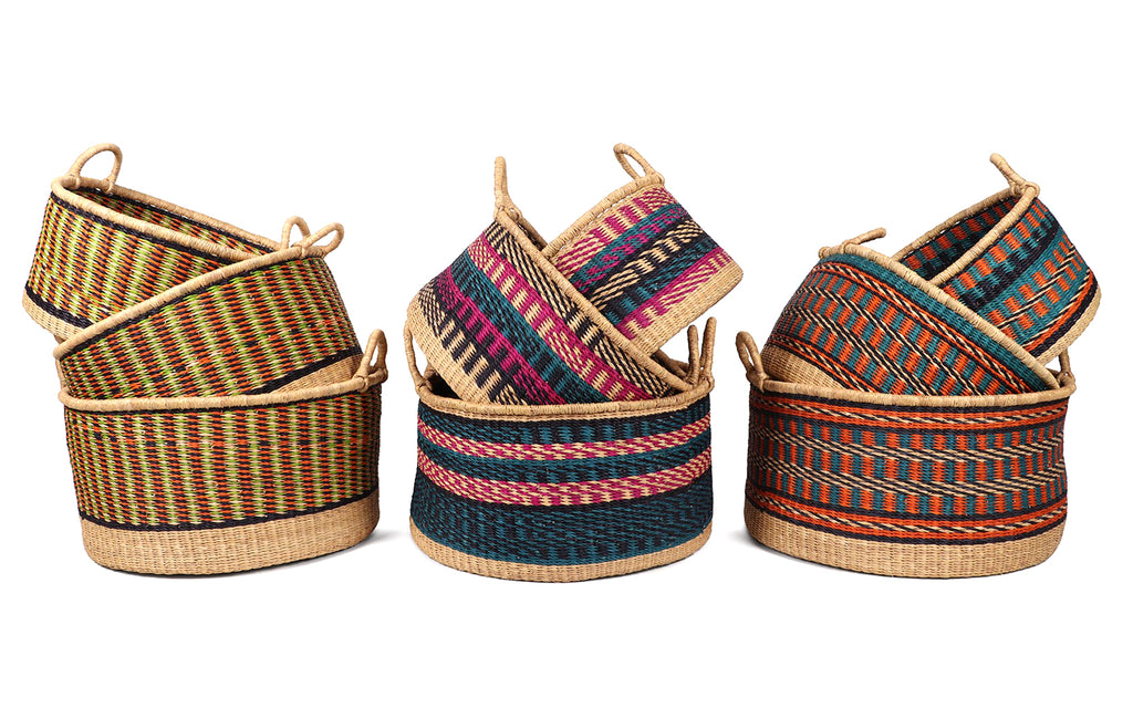Circular Floor Storage Baskets  Hand Woven Baskets From Ghana