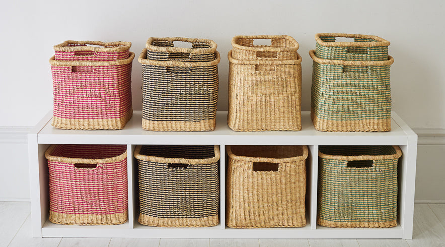 square wicker baskets for shelves