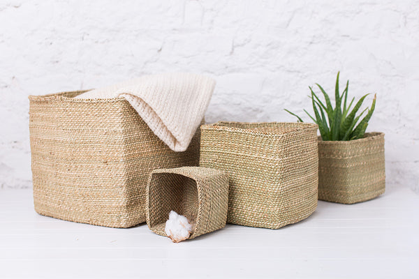 woven square storage baskets