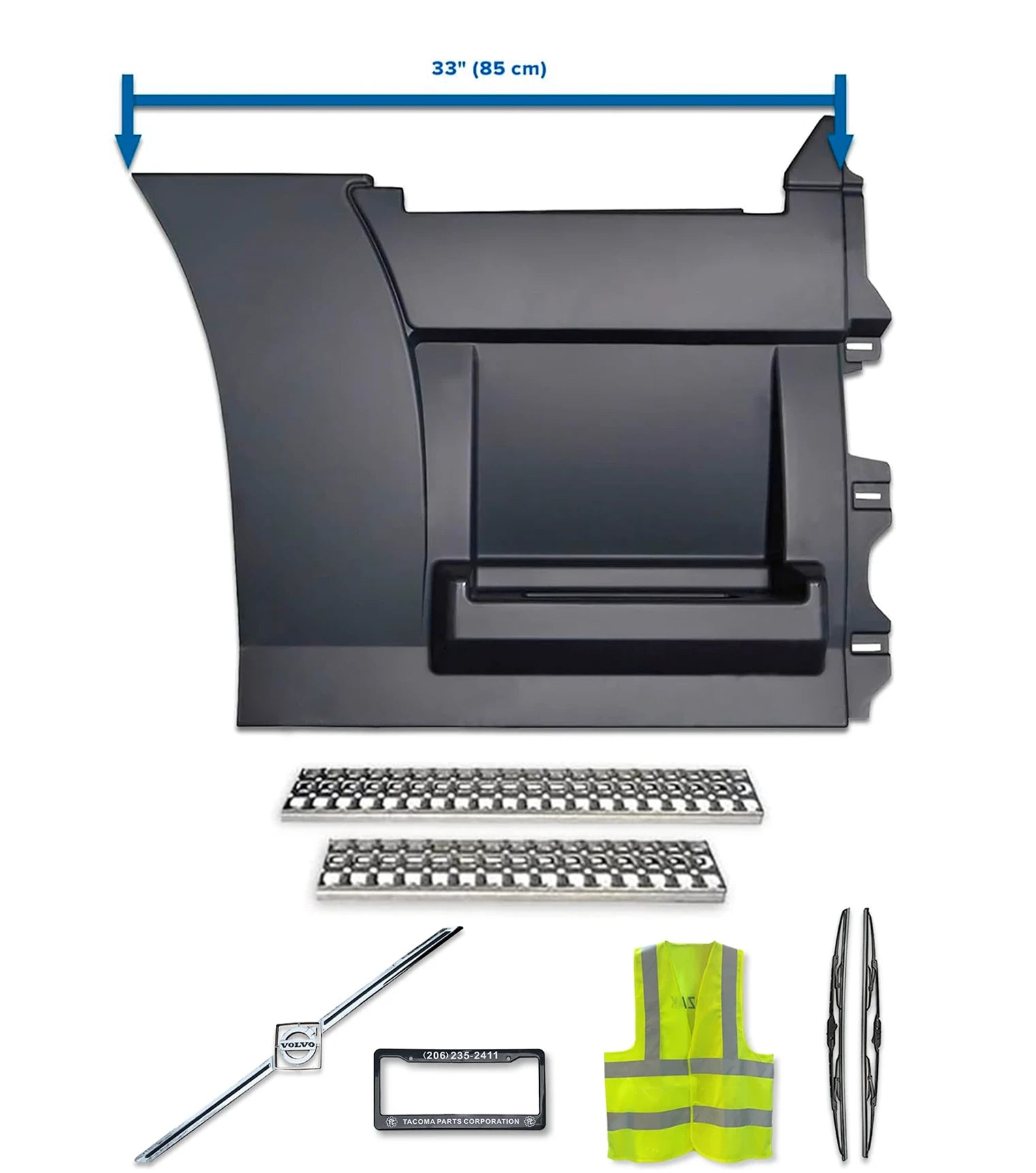 Rear Step Side Fairing Pane with steps Passenger 33" 2004-2017 Volvo VNL