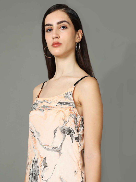 Selena' Marble -dyed Pure Cotton Dress with Adjustable Straps