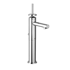 "PERCY" SINGLE CONTROL VESSEL STEM HANDLE WITH GRID DRAIN, POLISHED CHROME - Plumbing Outpost product image