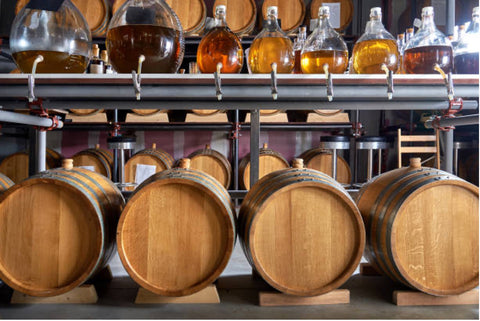 Barrel in a distillery