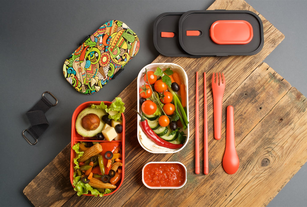 Adult bento box in vibrant Mexican design, microwave friendly